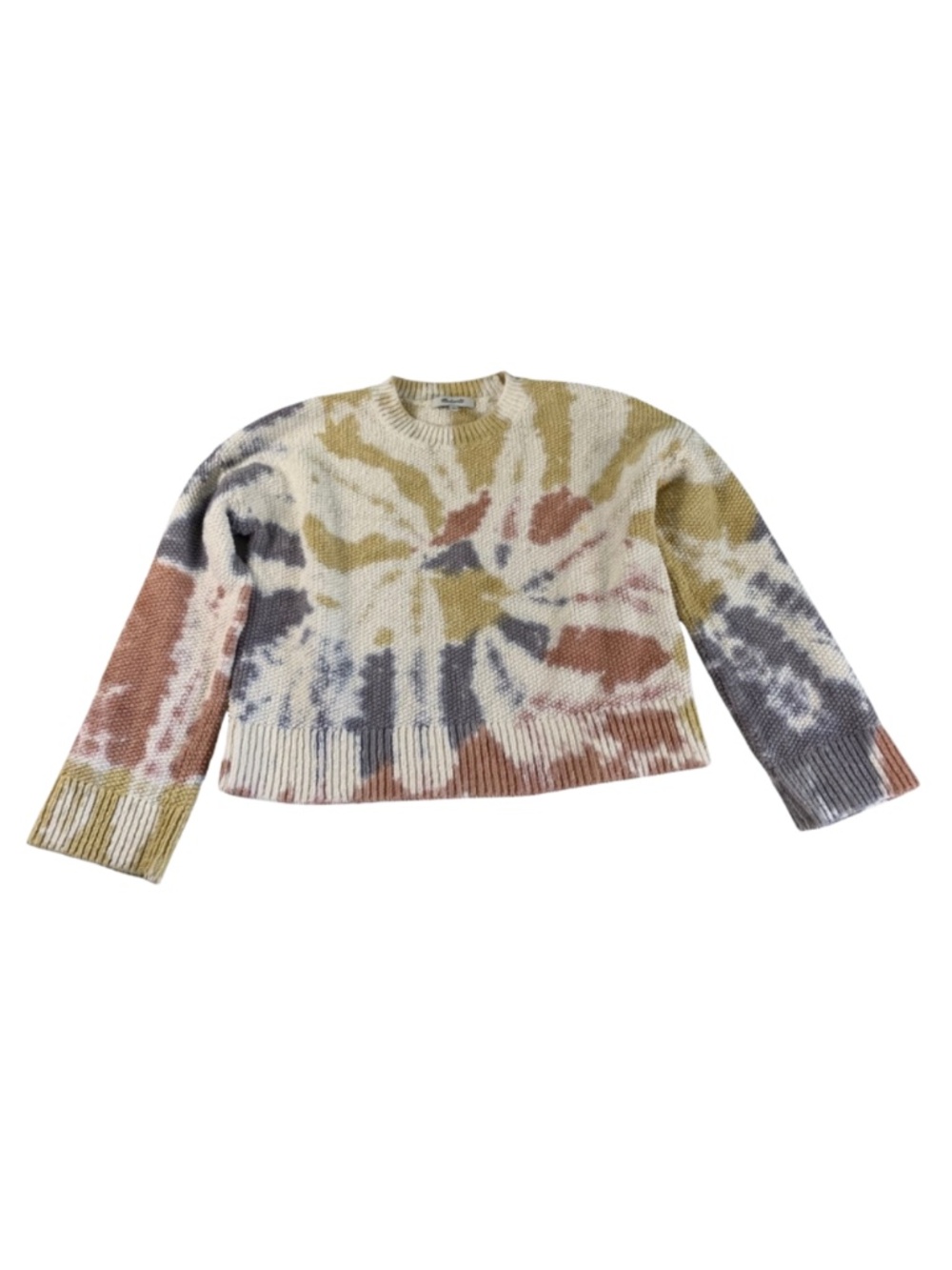 Madewell Tie Dye Boxy Cropped Cotton Sweater Women's XS Wide Sleeves Preppy Cozy
